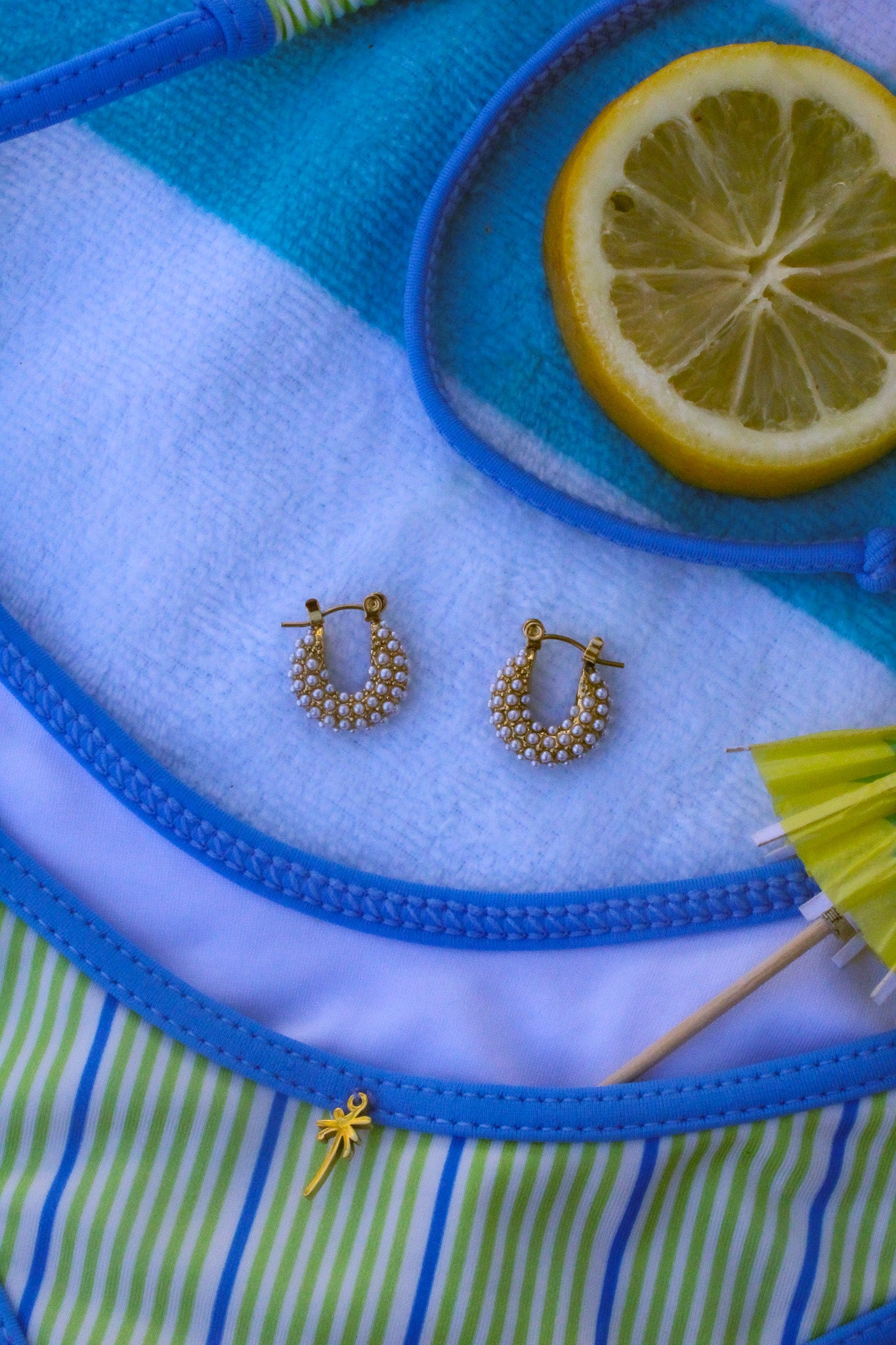 Pearl Blinged Hoops